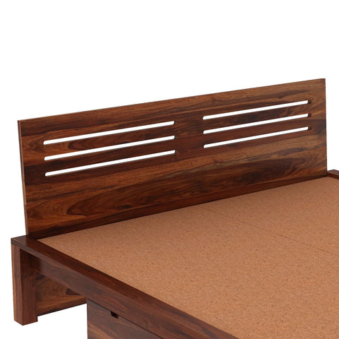 Due Solid Sheesham Wood Bed With Two Drawers (Queen Size, Natural Finish)