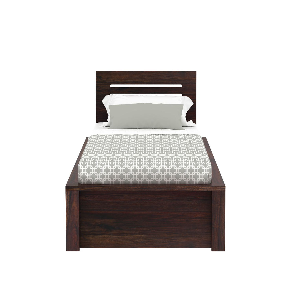 Due Solid Sheesham Wood Single Bed With Two Drawers (Walnut Finish)