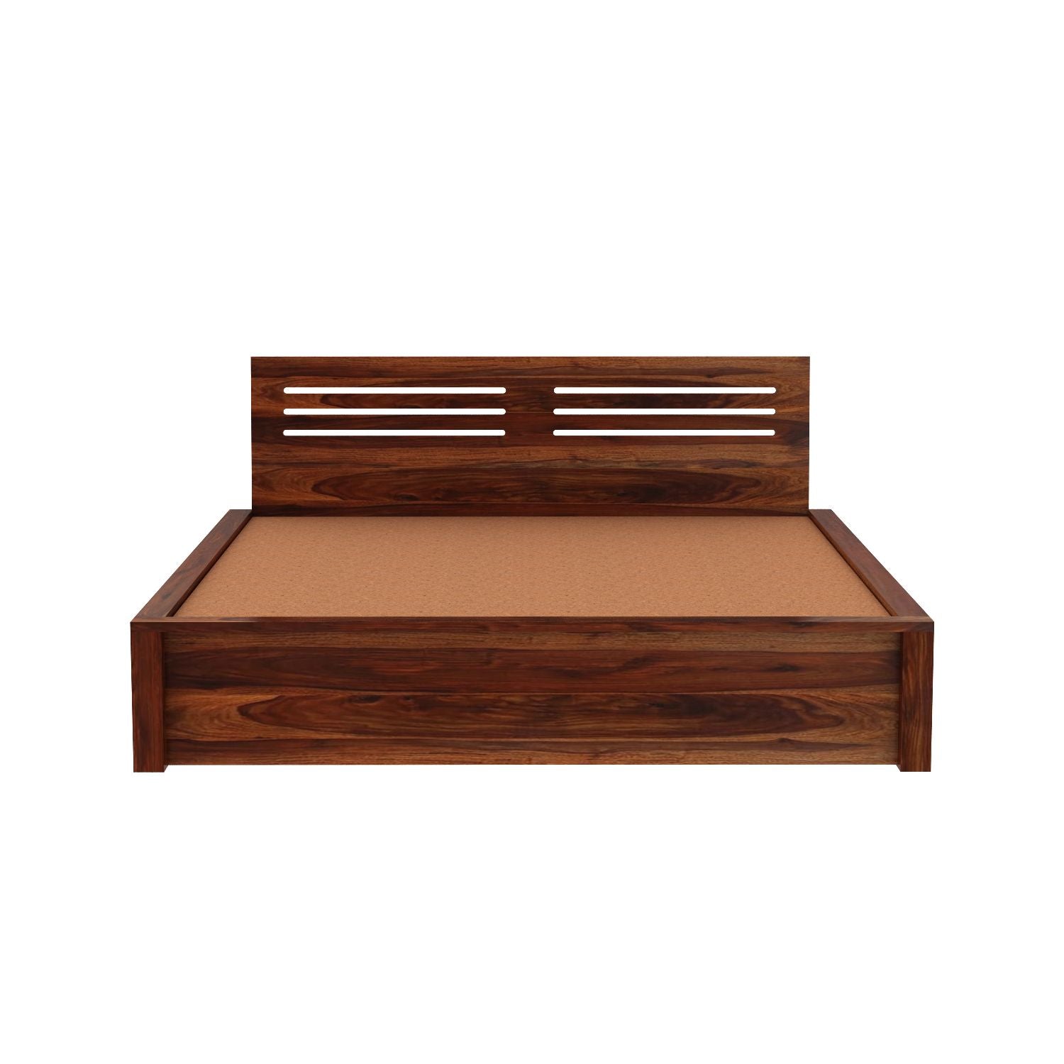 Due Solid Sheesham Wood Hydraulic Bed With Box Storage (Queen Size, Natural Finish)