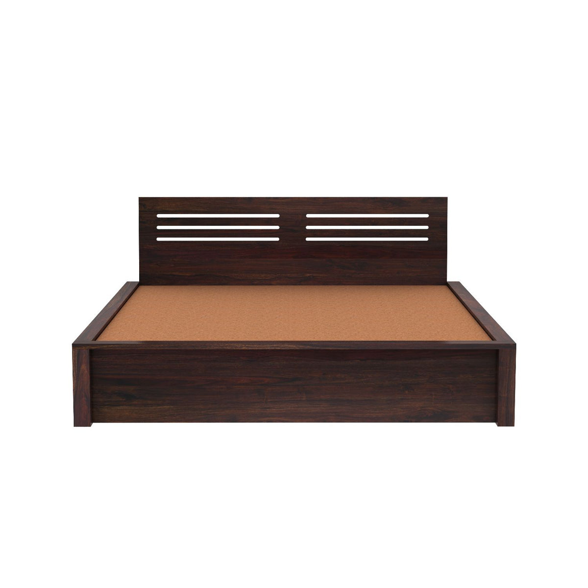 Due Solid Sheesham Wood Hydraulic Bed With Box Storage (King Size, Walnut Finish)