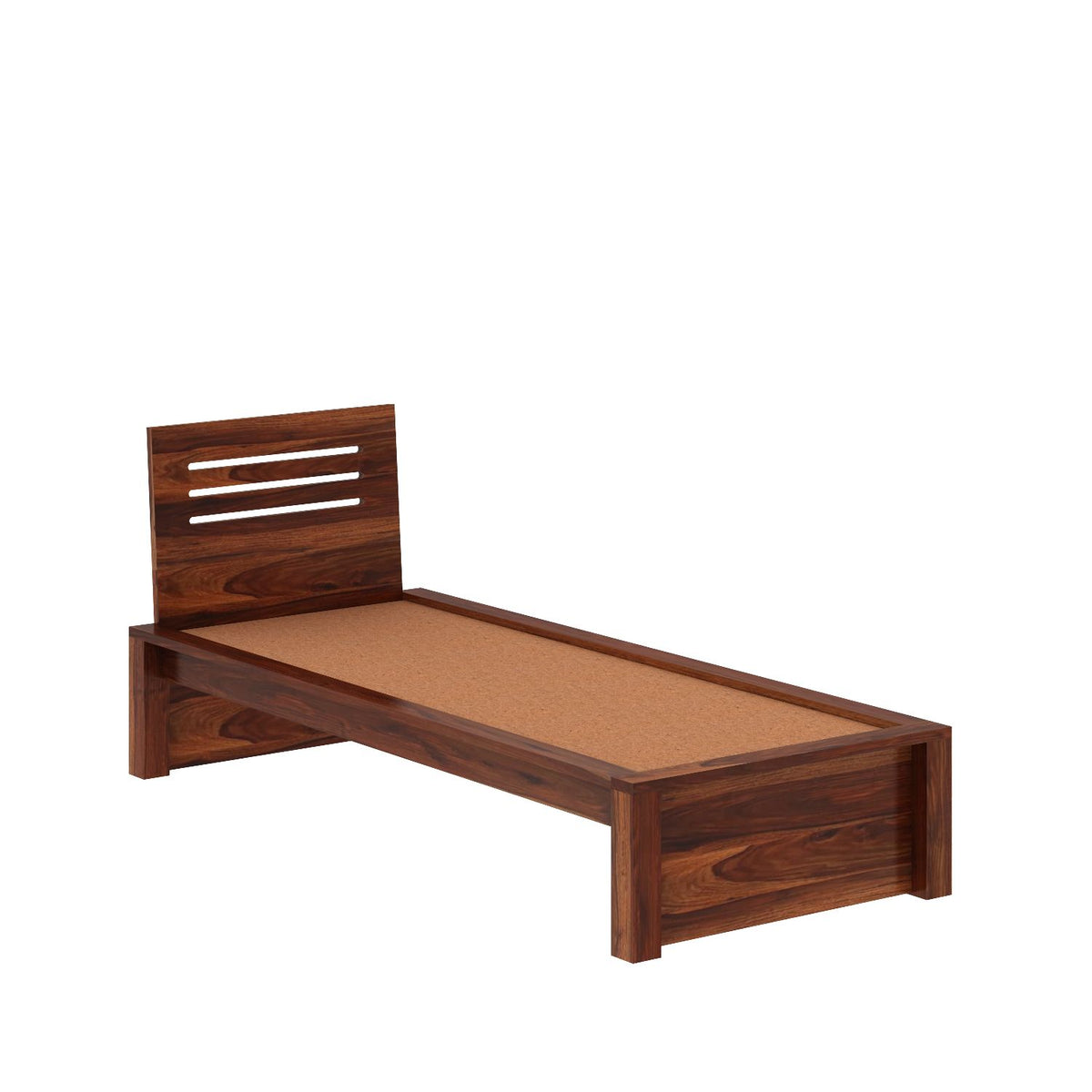 Due Solid Sheesham Wood Single Bed Without Storage (Natural Finish)