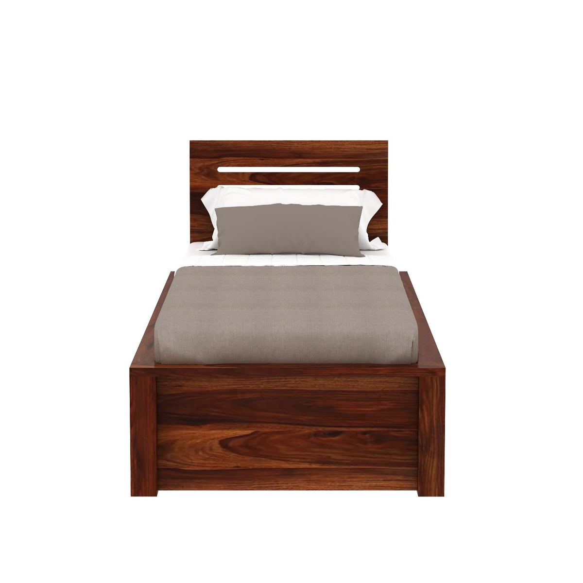 Due Solid Sheesham Wood Single Bed Without Storage (Natural Finish)