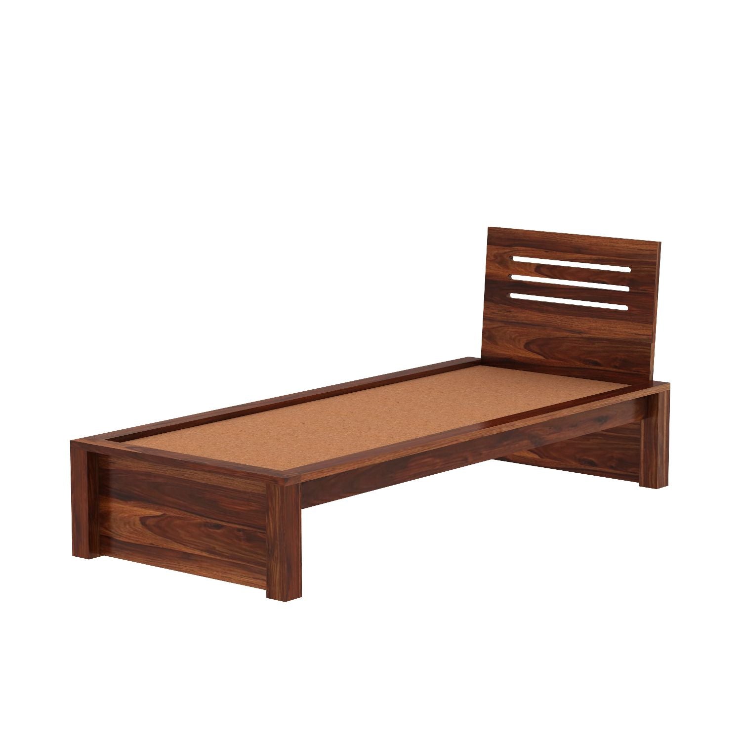 Due Solid Sheesham Wood Single Bed Without Storage (Natural Finish)