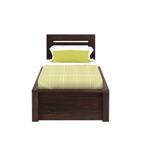 Due Solid Sheesham Wood Single Bed Without Storage (Walnut Finish)