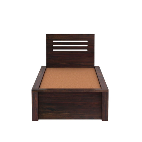 Due Solid Sheesham Wood Single Bed Without Storage (Walnut Finish)