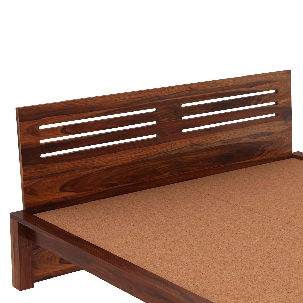 Due Solid Sheesham Wood Bed Without Storage (King Size, Natural Finish)