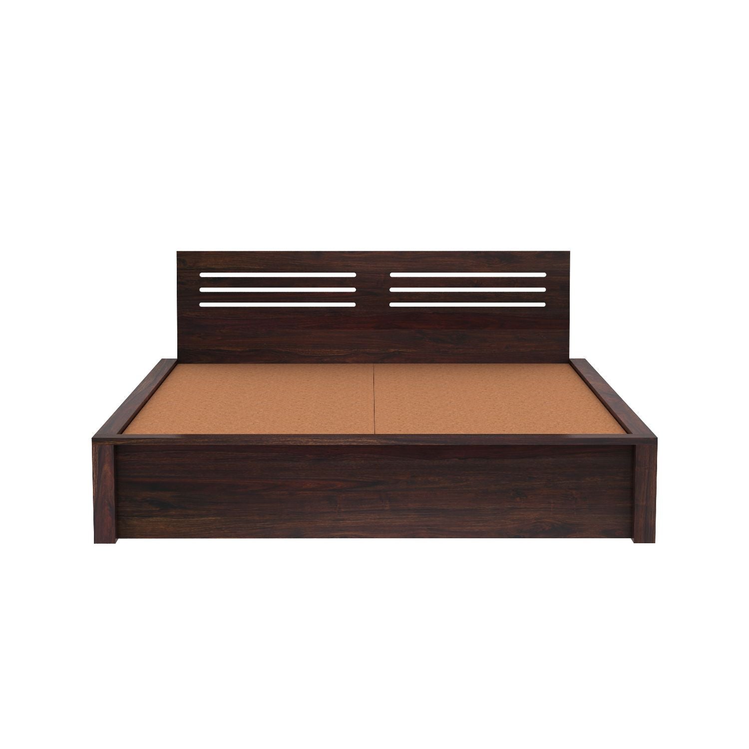 Due Solid Sheesham Wood Bed Without Storage (King Size, Walnut Finish)