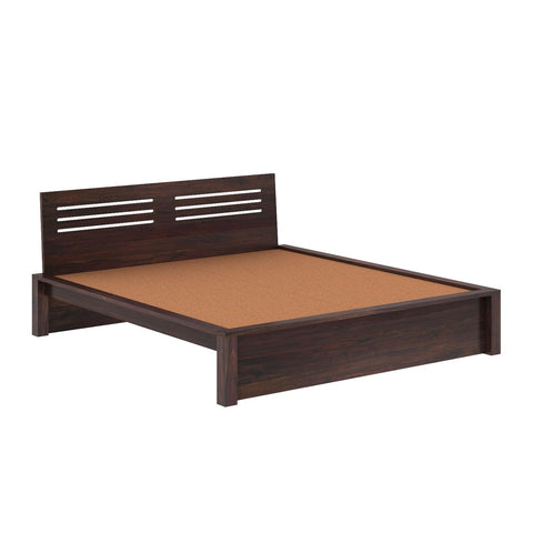 Due Solid Sheesham Wood Bed Without Storage (King Size, Walnut Finish)