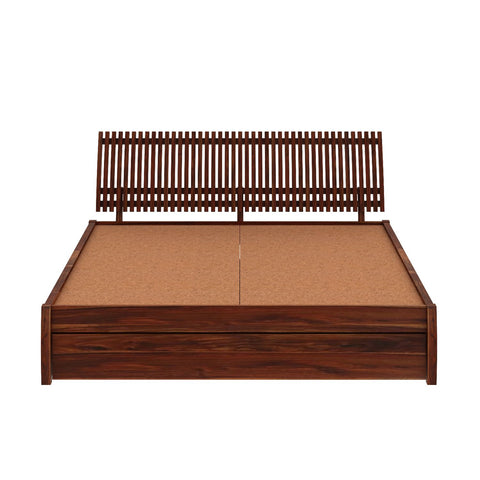 Dumdum Solid Sheesham Wood Bed With One Drawer (King Size, Natural Finish)