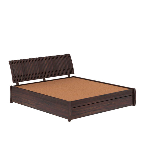 Dumdum Solid Sheesham Wood Bed With One Drawer (King Size, Walnut Finish)