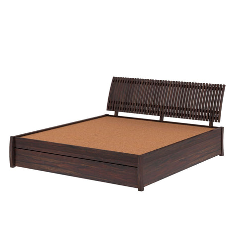 Dumdum Solid Sheesham Wood Bed With One Drawer (Queen Size, Walnut Finish)