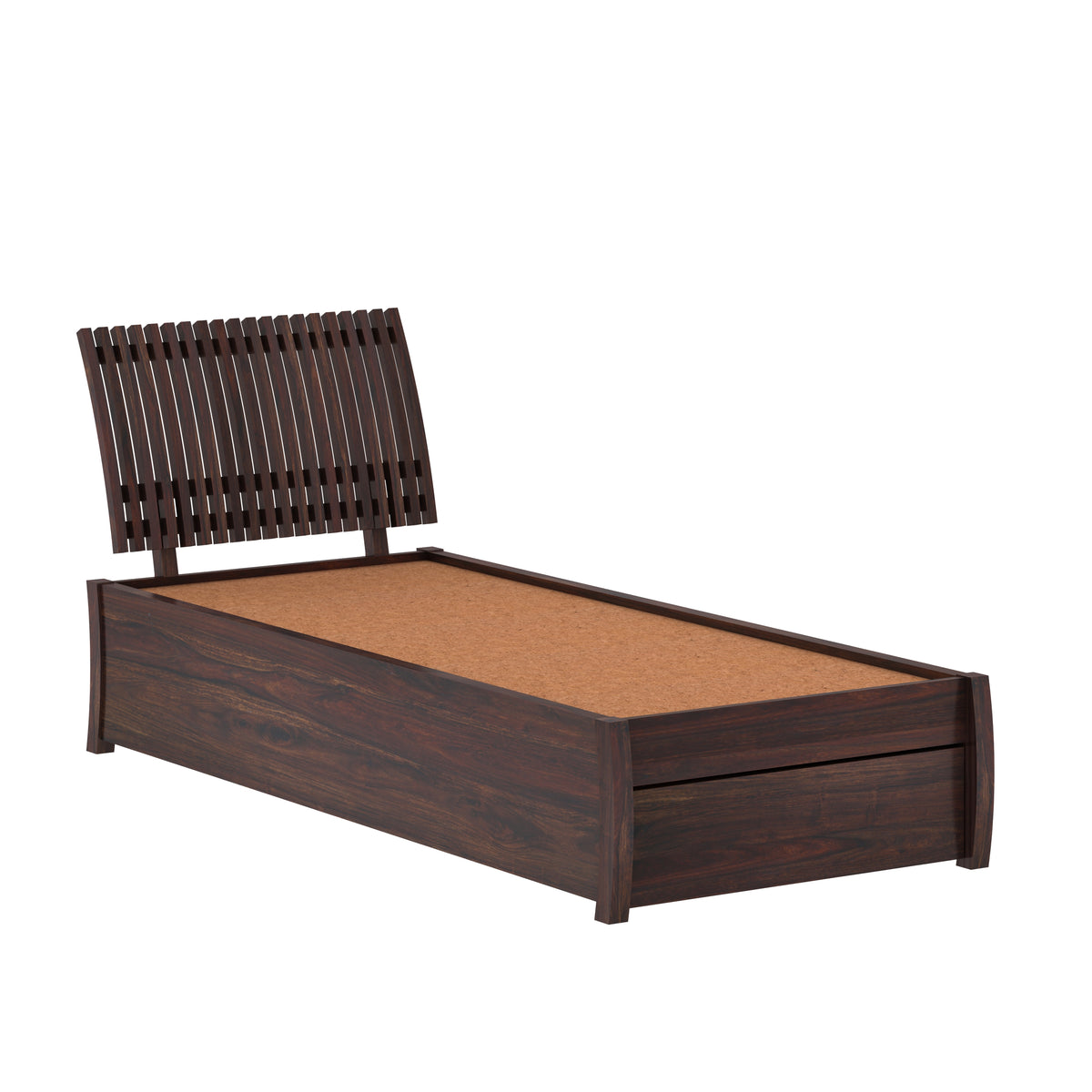 Dumdum Solid Sheesham Wood Single Bed With Drawer Storage (Walnut Finish)