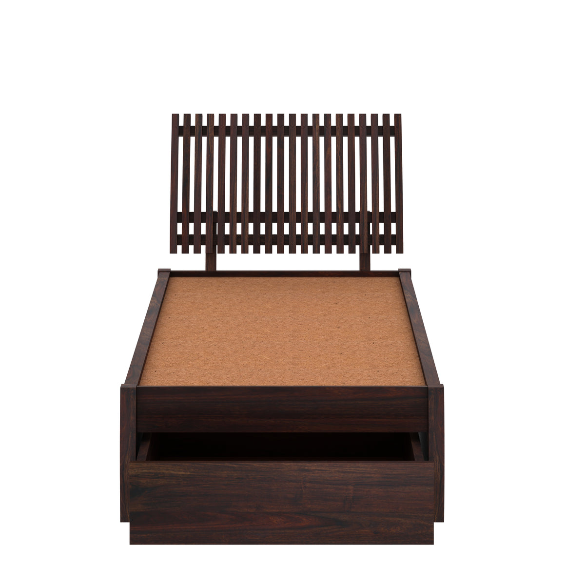 Dumdum Solid Sheesham Wood Single Bed With Drawer Storage (Walnut Finish)