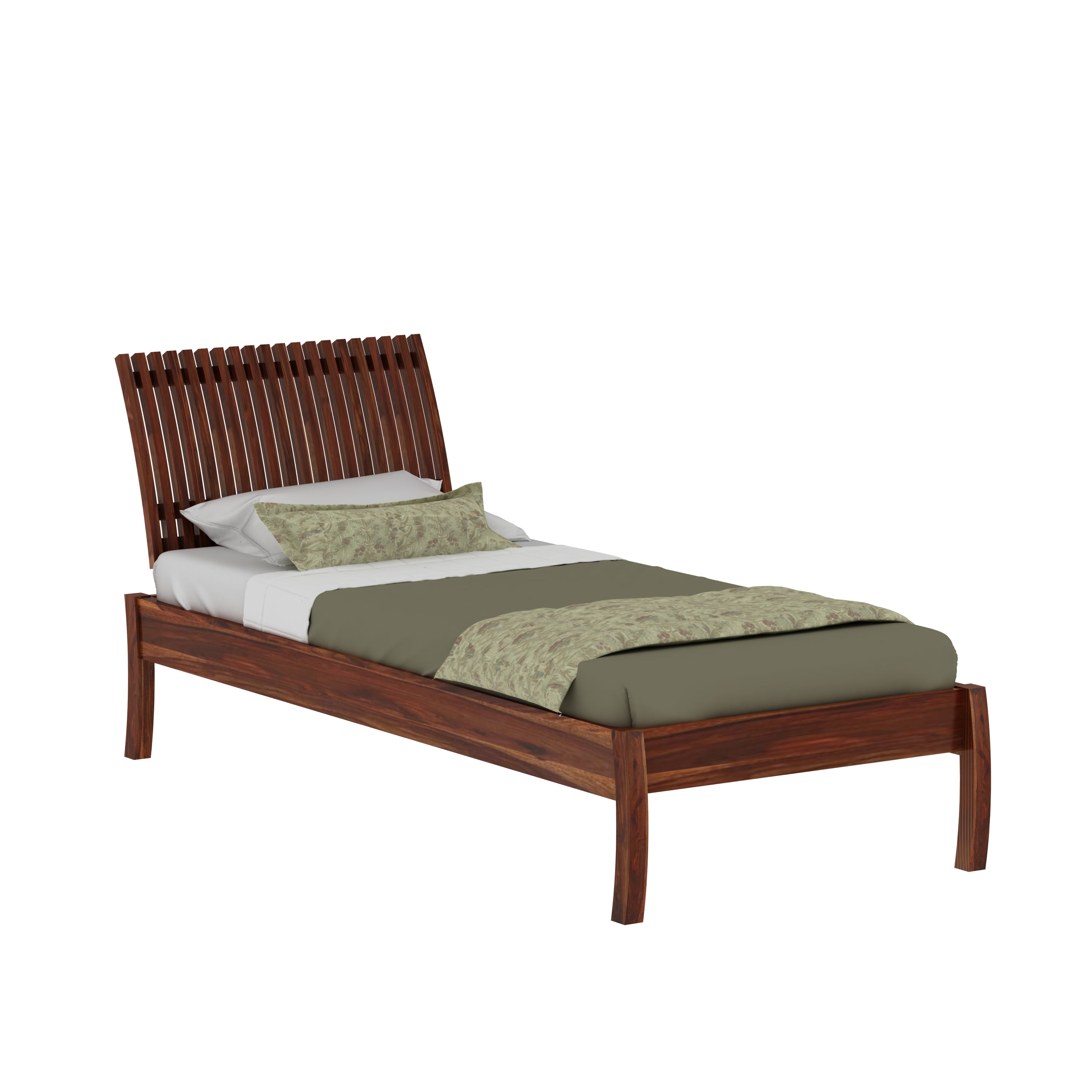 Dumdum Solid Sheesham Wood Single Bed Without Storage (Natural Finish)