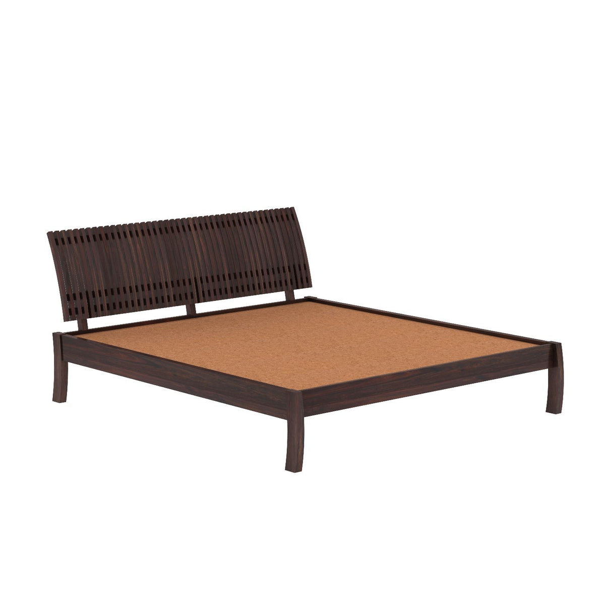 Dumdum Solid Sheesham Wood Bed Without Storage (Queen Size, Walnut Finish)