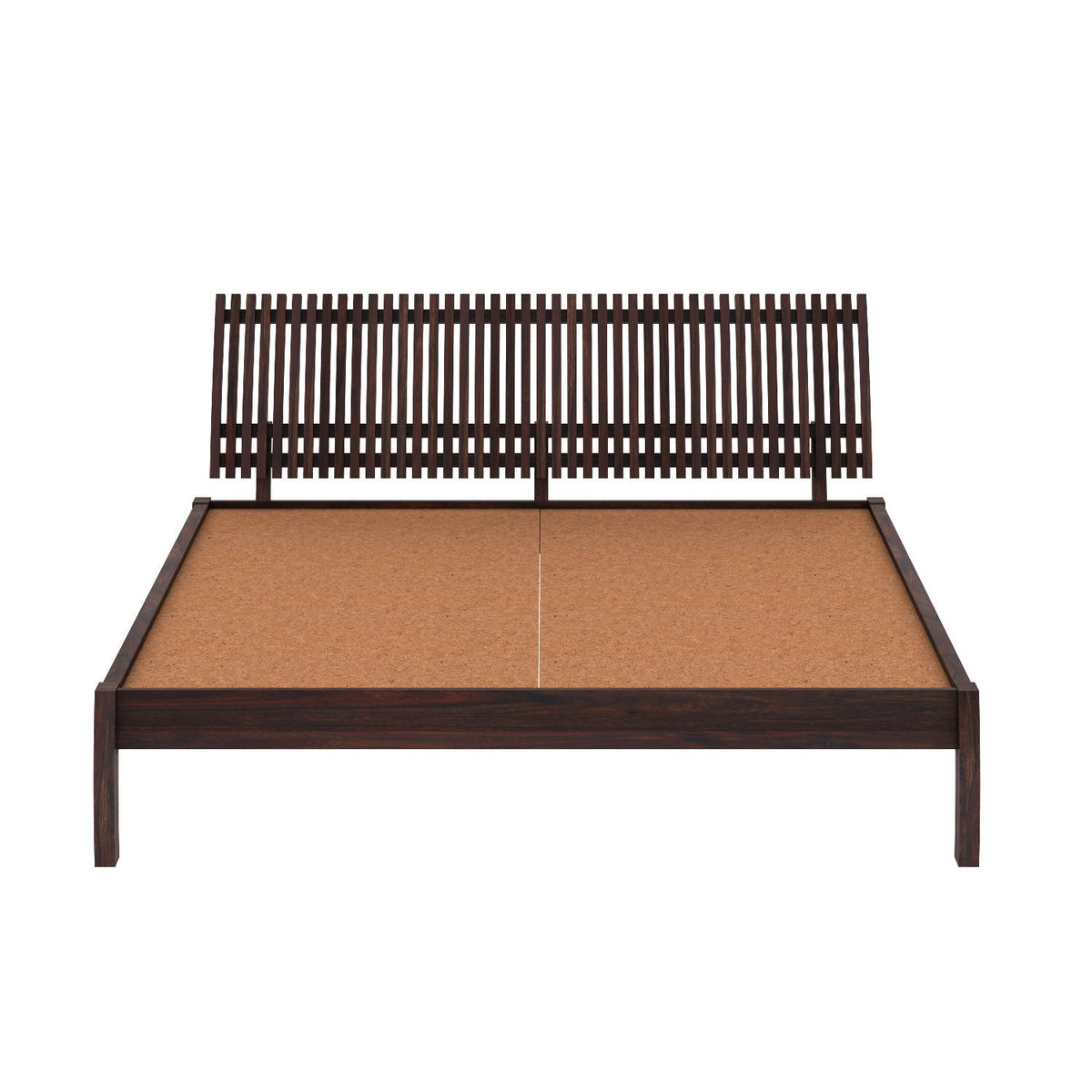Dumdum Solid Sheesham Wood Bed Without Storage (Queen Size, Walnut Finish)