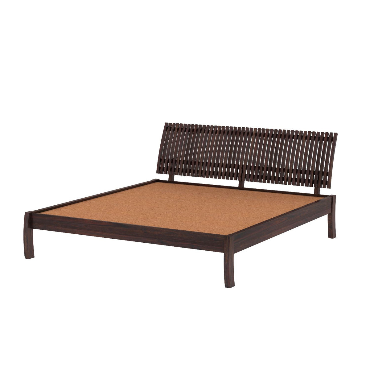 Dumdum Solid Sheesham Wood Bed Without Storage (Queen Size, Walnut Finish)