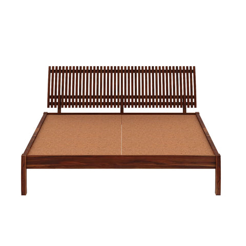 Dumdum Solid Sheesham Wood Bed Without Storage (King Size, Natural Finish)