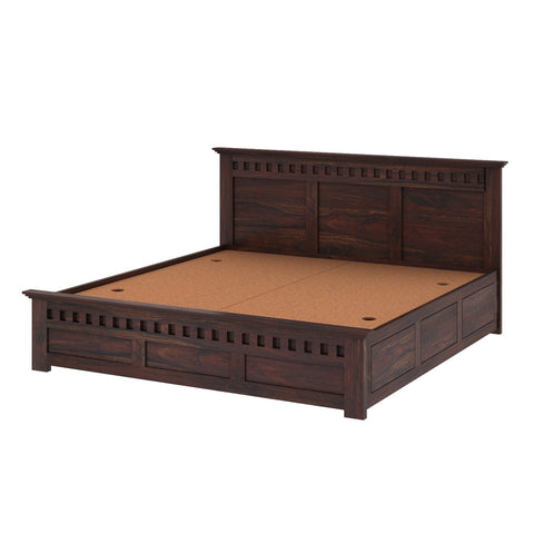 Amer Solid Sheesham Wood Bed With Box Storage (King Size, Walnut Finish)