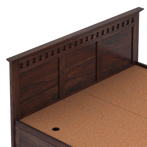 Amer Solid Sheesham Wood Bed With Box Storage (King Size, Walnut Finish)
