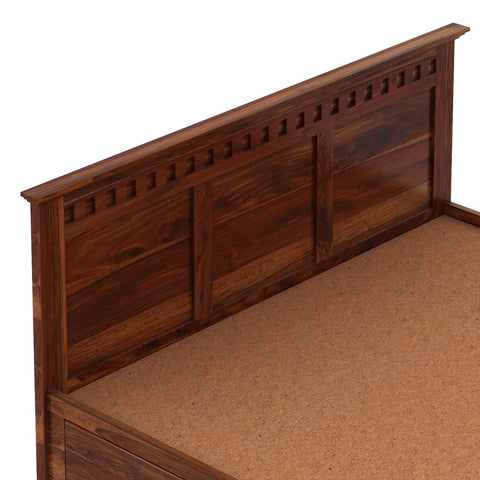 Amer Solid Sheesham Wood Hydraulic Bed With Box Storage (Queen Size, Natural Finish)
