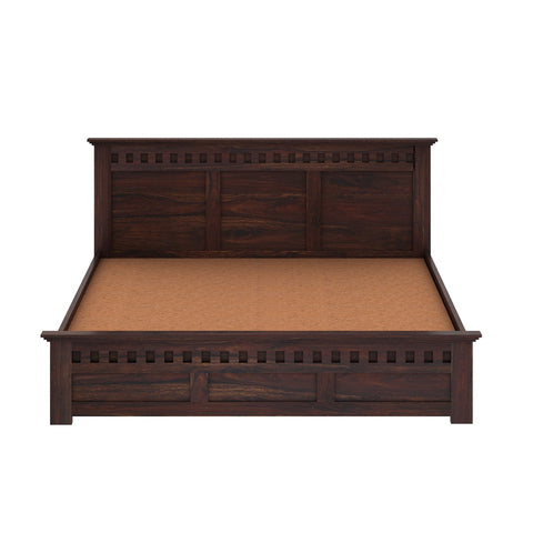 Amer Solid Sheesham Wood Hydraulic Bed With Box Storage (Queen Size, Walnut Finish)