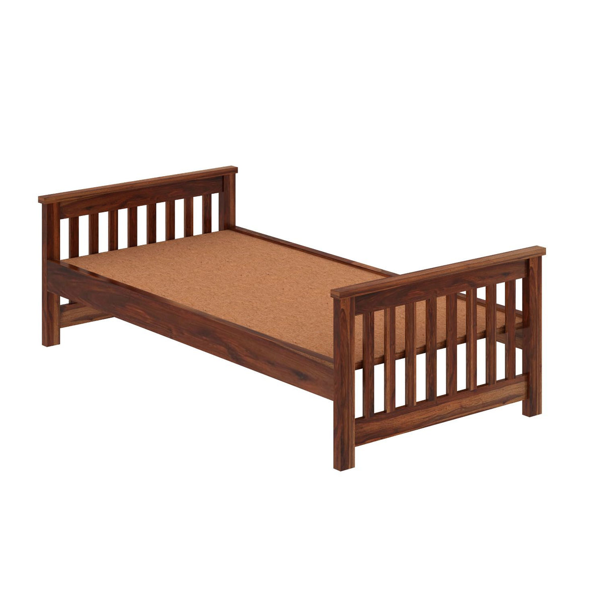 Feelinn Solid Sheesham Wood Single Bed Without Storage (Natural Finish)