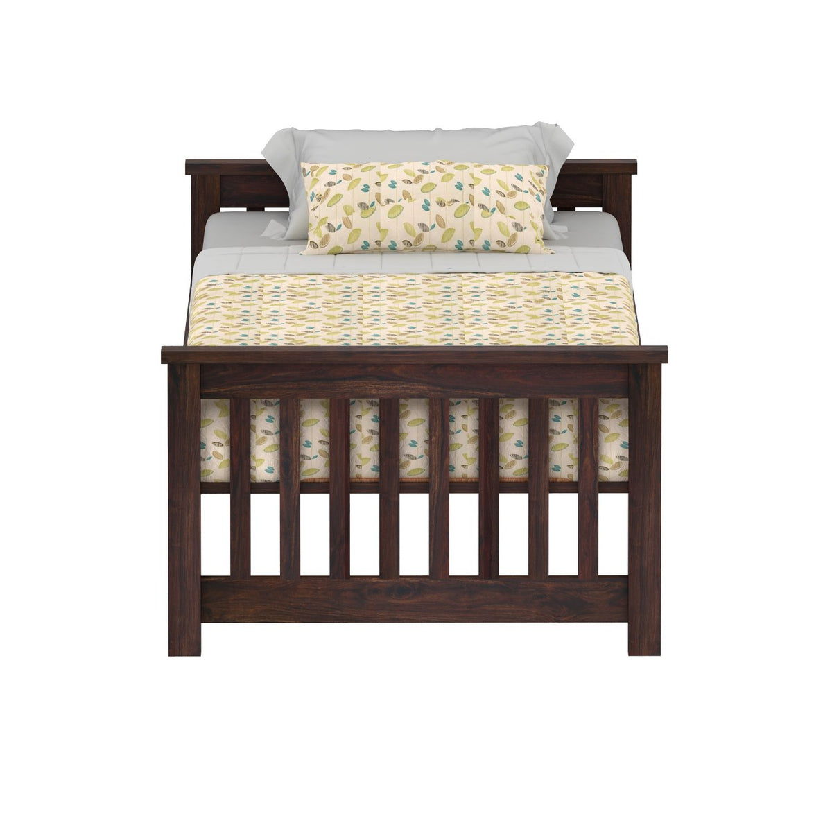 Feelinn Solid Sheesham Wood Single Bed Without Storage (Walnut Finish)