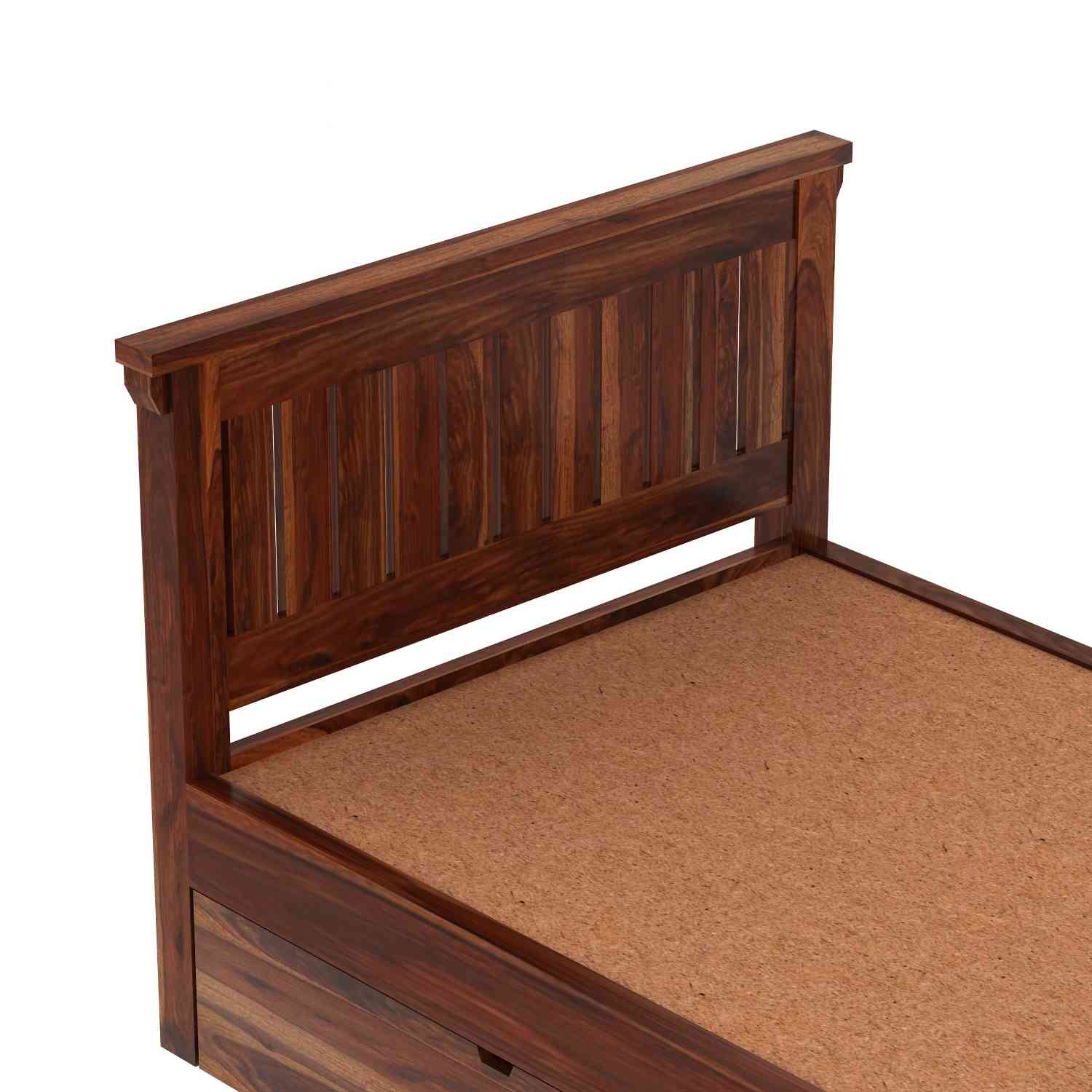 Trinity Solid Sheesham Wood Single Bed With Two Drawers (Natural Finish)