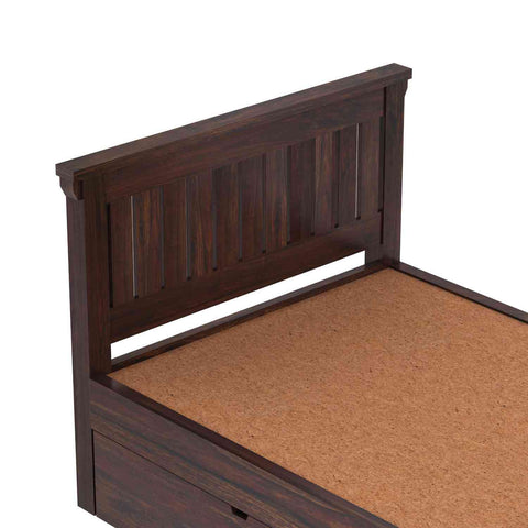 Trinity Solid Sheesham Wood Single Bed With Two Drawers (Walnut Finish)