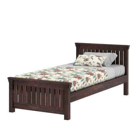 Trinity Solid Sheesham Wood Single Bed Without Storage (Walnut Finish)