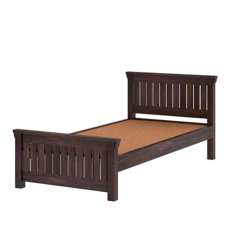 Trinity Solid Sheesham Wood Single Bed Without Storage (Walnut Finish)
