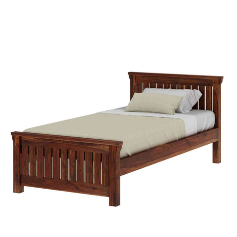 Trinity Solid Sheesham Wood Single Bed Without Storage (Natural Finish)