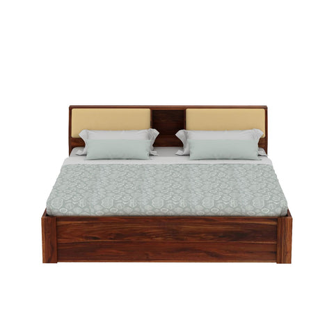 Rubikk Solid Sheesham Wood Bed With Two Drawers (King Size, Natural Finish)