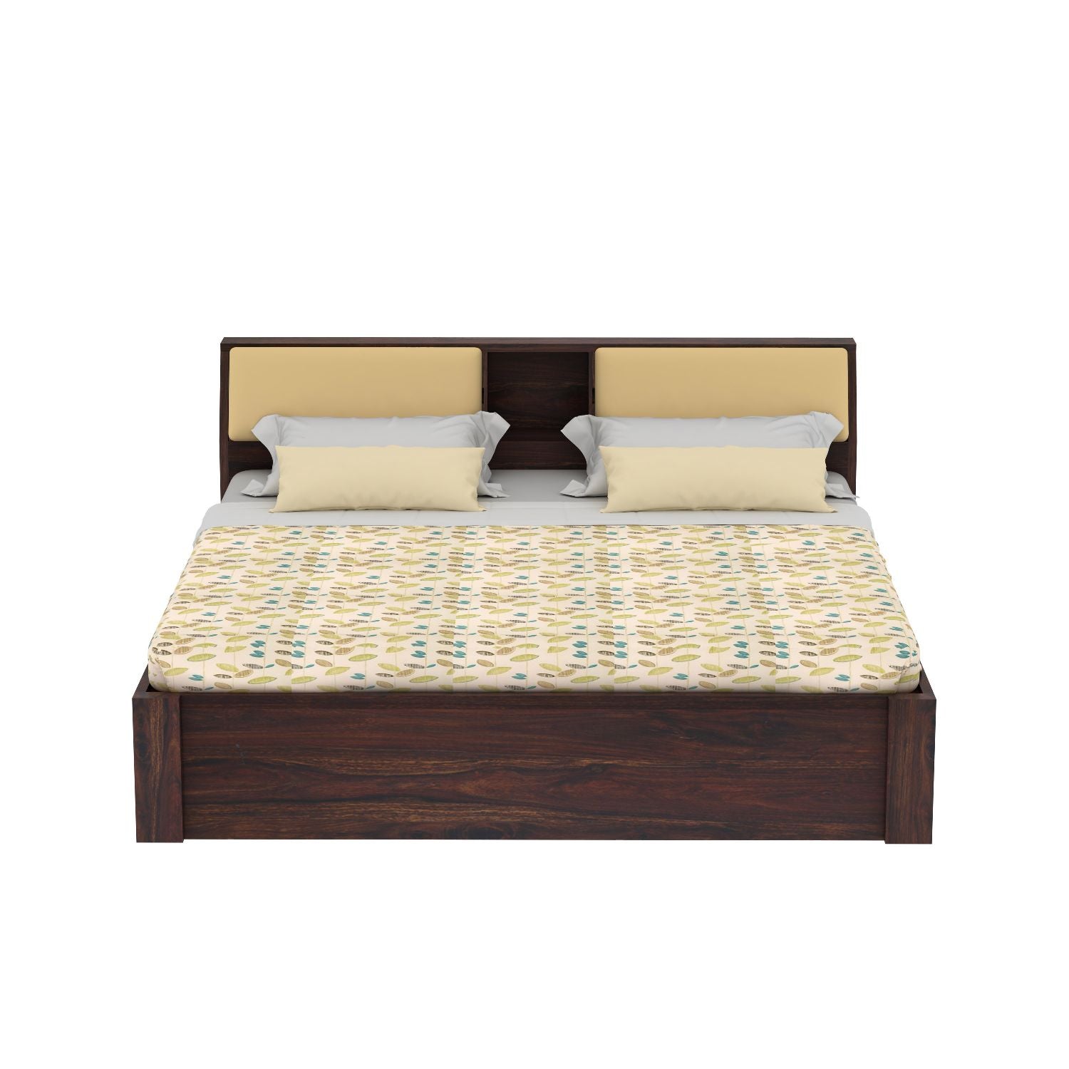 Rubikk Solid Sheesham Wood Bed With Two Drawers (King Size, Walnut Finish)