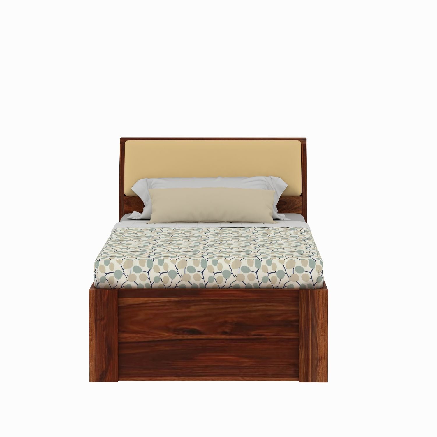 Rubikk Solid Sheesham Wood Single Bed With Two Drawers (Natural Finish)