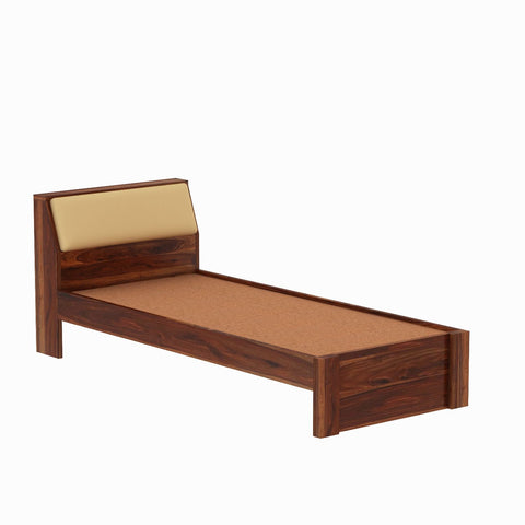 Rubikk Solid Sheesham Wood Single Bed Without Storage (Natural Finish)