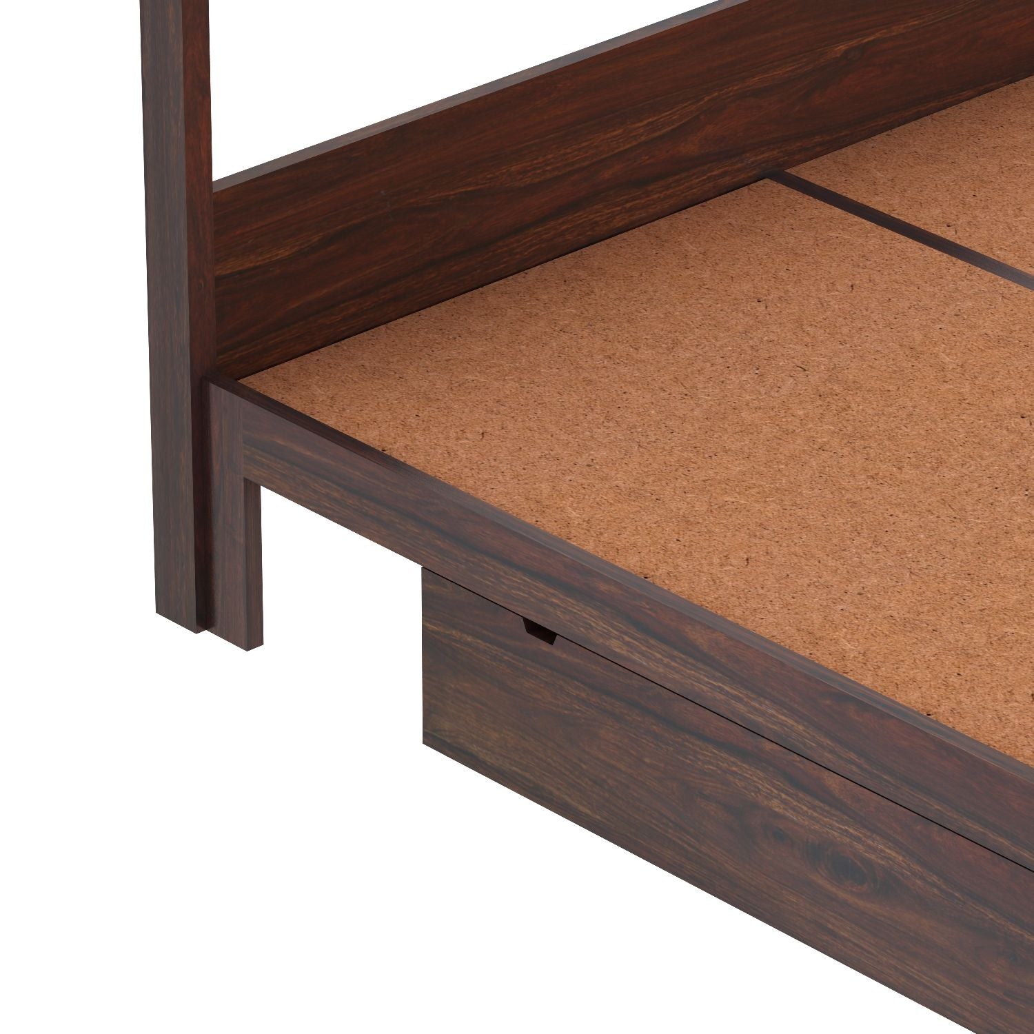 Solivo Solid Sheesham Wood Poster Bed With Two Drawers (Queen Size, Walnut Finish)