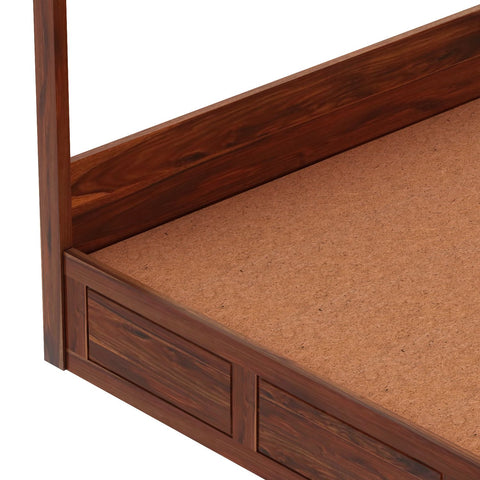 Solivo Solid Sheesham Wood Hydraulic Poster Bed With Box Storage (King Size, Natural Finish)