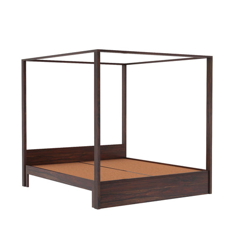 Solivo Solid Sheesham Wood Poster Bed Without Storage (King Size, Walnut Finish)