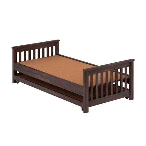 Feelinn Solid Sheesham Wood Trundle Bed (Walnut Finish)