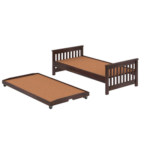 Feelinn Solid Sheesham Wood Trundle Bed (Walnut Finish)