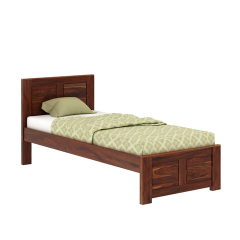 Woodwing Solid Sheesham Wood Single Bed Without Storage (Natural Finish)