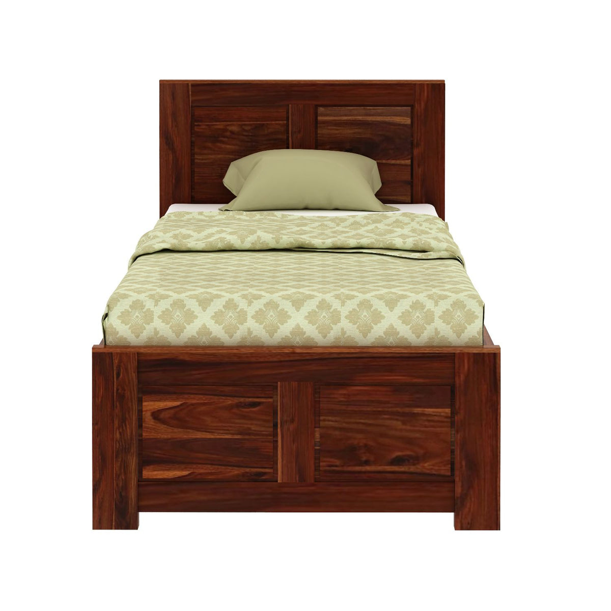 Woodwing Solid Sheesham Wood Single Bed Without Storage (Natural Finish)