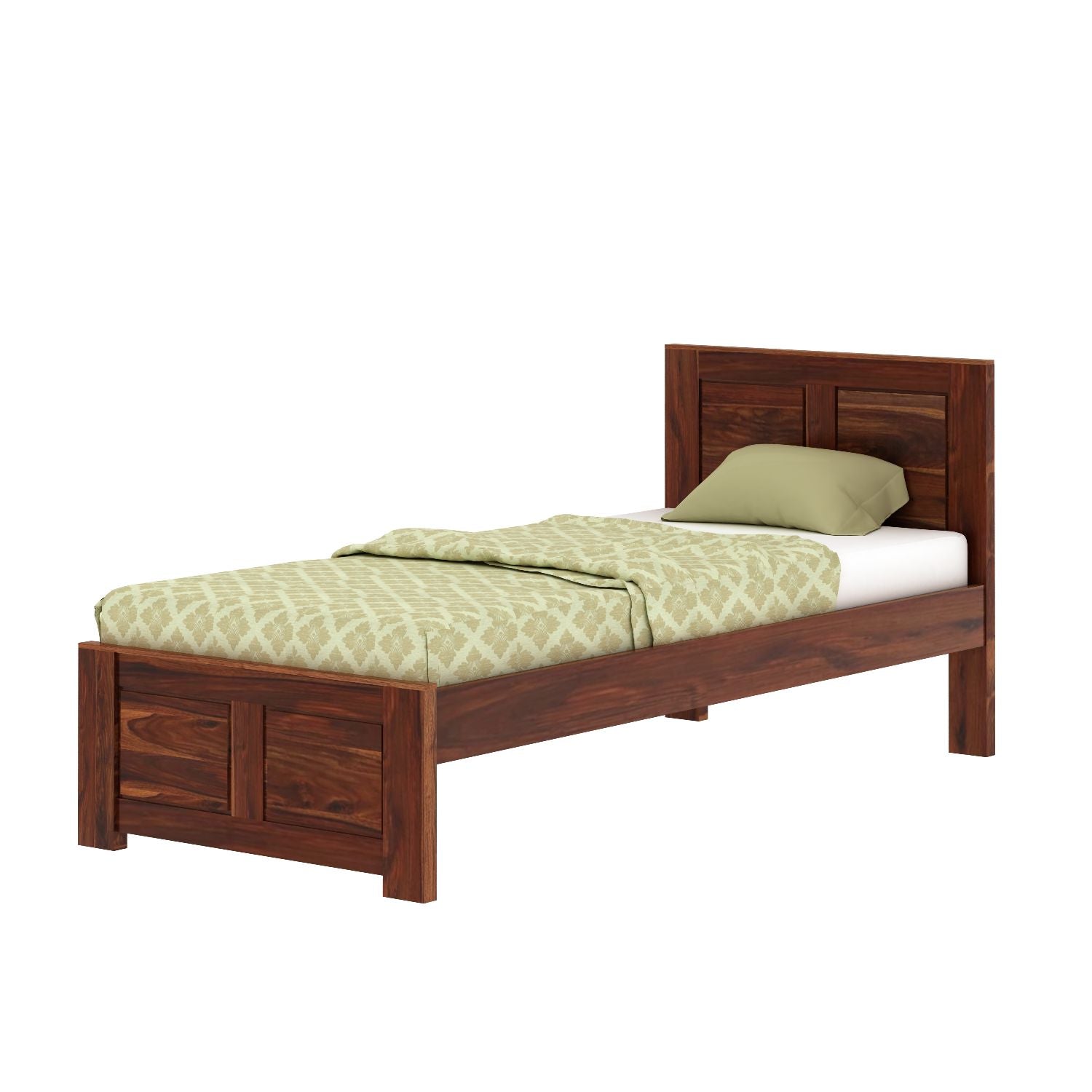 Woodwing Solid Sheesham Wood Single Bed Without Storage (Natural Finish)