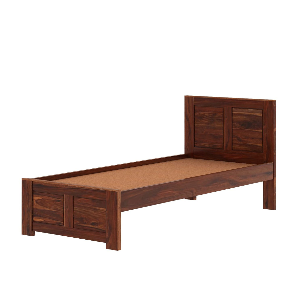 Woodwing Solid Sheesham Wood Single Bed Without Storage (Natural Finish)