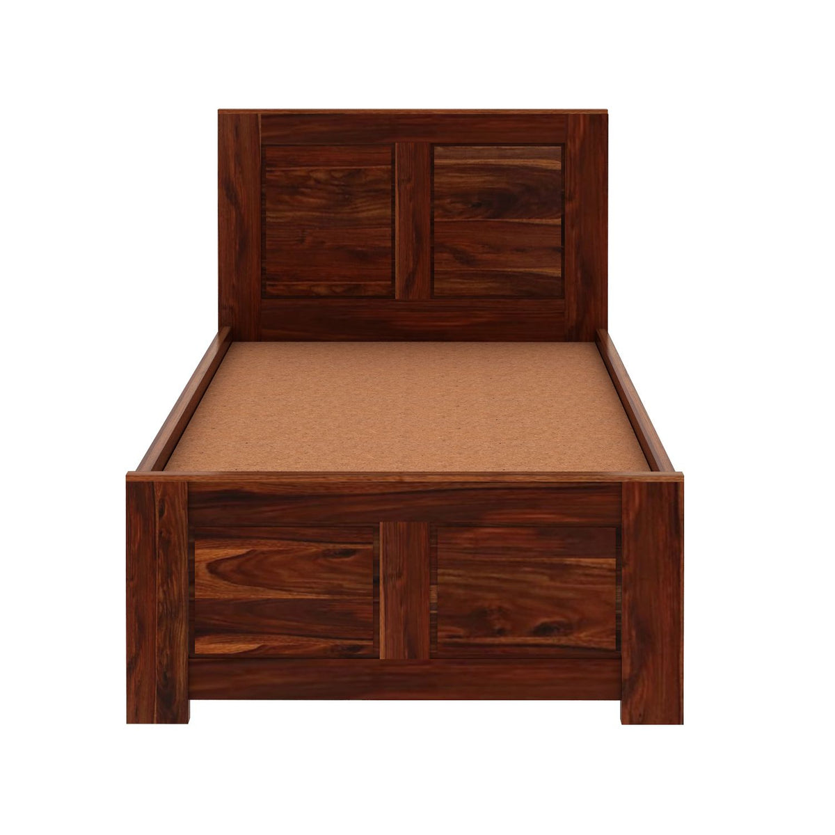 Woodwing Solid Sheesham Wood Single Bed Without Storage (Natural Finish)