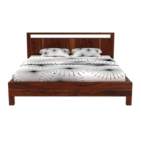 Denzaderb Solid Sheesham Wood Bed Without Storage (Queen Size, Natural Finish)