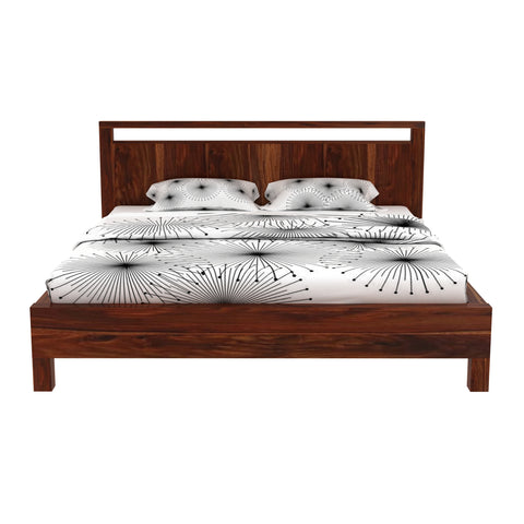 Denzaderb Solid Sheesham Wood Bed Without Storage (King Size, Natural Finish)