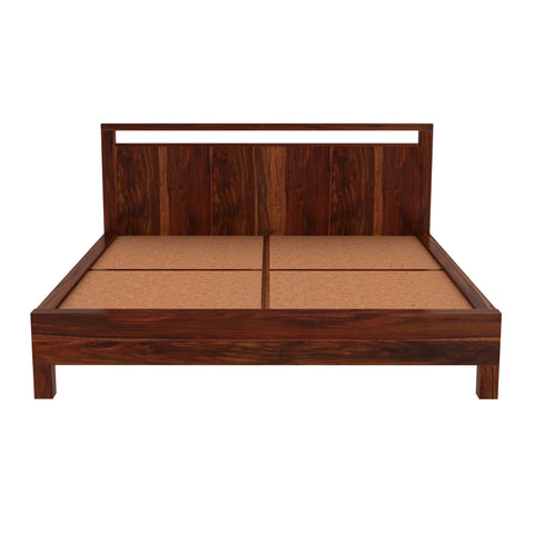 Denzaderb Solid Sheesham Wood Bed Without Storage (Queen Size, Natural Finish)